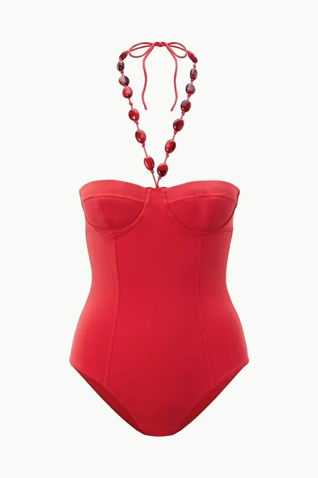 Women STAUD Swim HARPER BEADED ONE PIECE RUBY Women STAUD Swim HARPER BEADED ONE PIECE RUBY