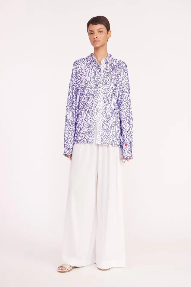 Women STAUD Tops MELODY TOP BLUE PALM Women STAUD Tops MELODY TOP BLUE PALM