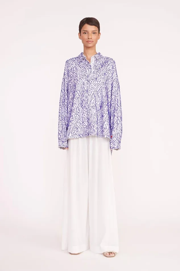 Women STAUD Tops MELODY TOP BLUE PALM Women STAUD Tops MELODY TOP BLUE PALM