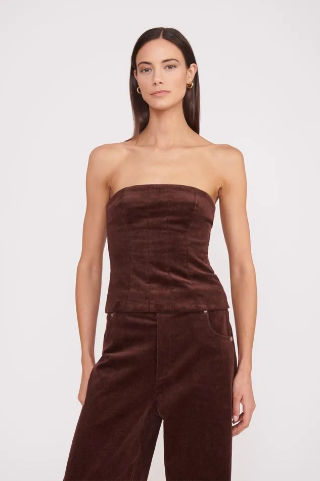 Women STAUD Tops WOODGRAIN TOP MAHOGANY