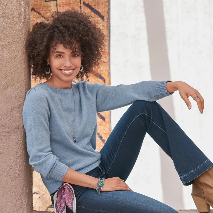 Women Stephany Cashmere Sweater Chambray Sundance Catalog Sweaters