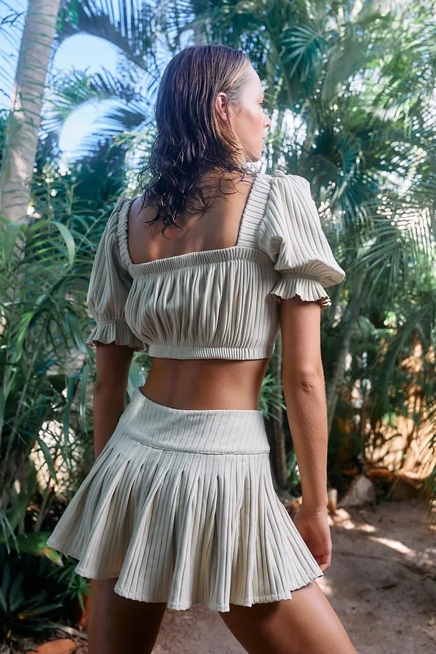 Women Sun Suits Free People Ribbed Marcela Bikini Top Beige Wide Rib