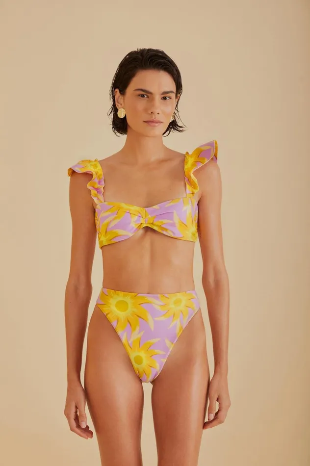 Women Sunny Side Bandeau Bikini Top Sunny Side Lilac FARM Rio Bikinis