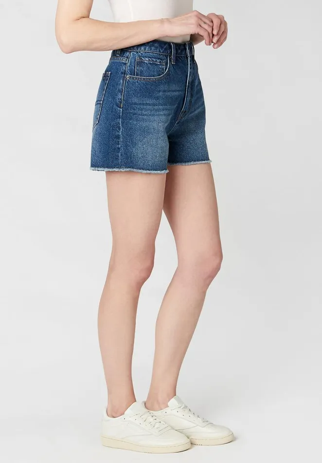 Women Super High Rise Joanna Contasted Blue Shorts Indigo Buffalo David Bitton Shorts and Skirts