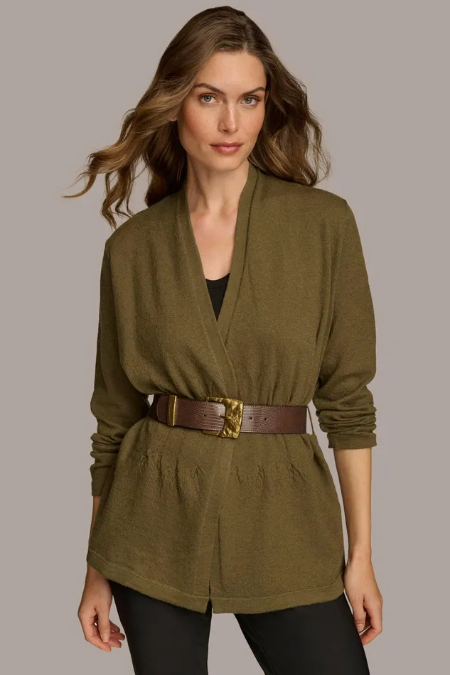Women Sweaters And Tops Donna Karan BELTED SWEATER Beech