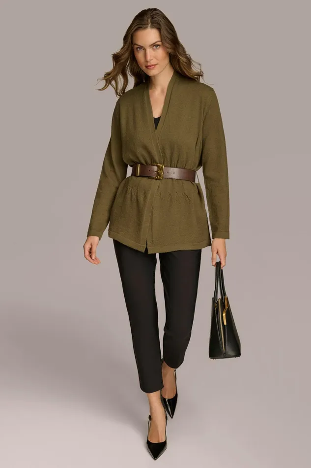 Women Sweaters And Tops Donna Karan BELTED SWEATER Beech