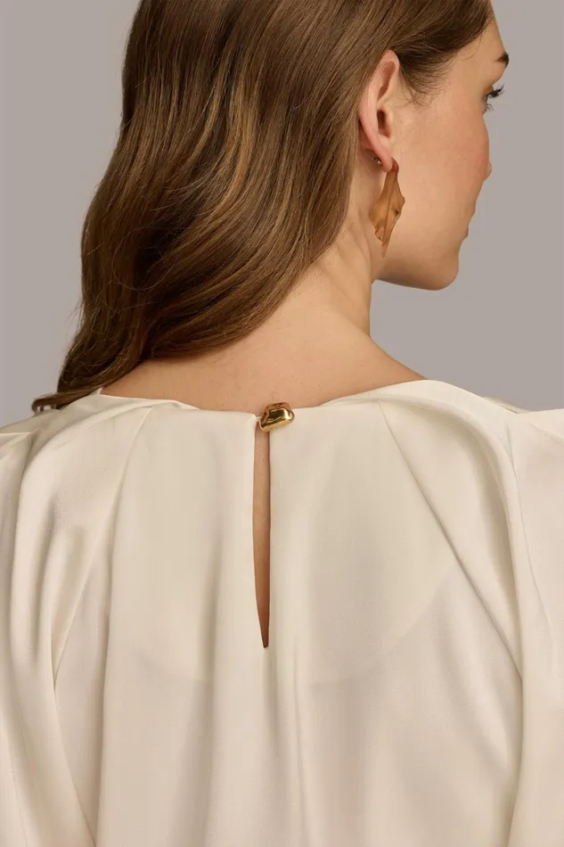 Women Sweaters And Tops Donna Karan TOP WITH CHAIN HARDWARE Ivory