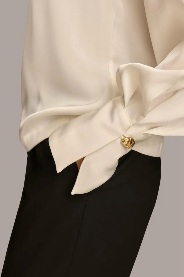 Women Sweaters And Tops Donna Karan TOP WITH CHAIN HARDWARE Ivory