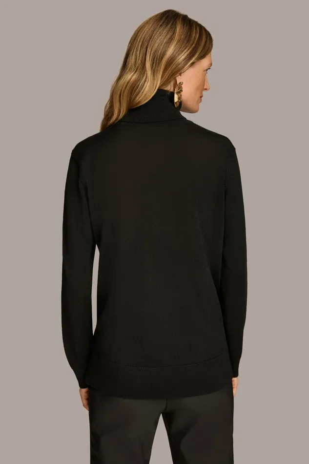 Women Sweaters And Tops Donna Karan TURTLE NECK HIGH LOW TOP Black
