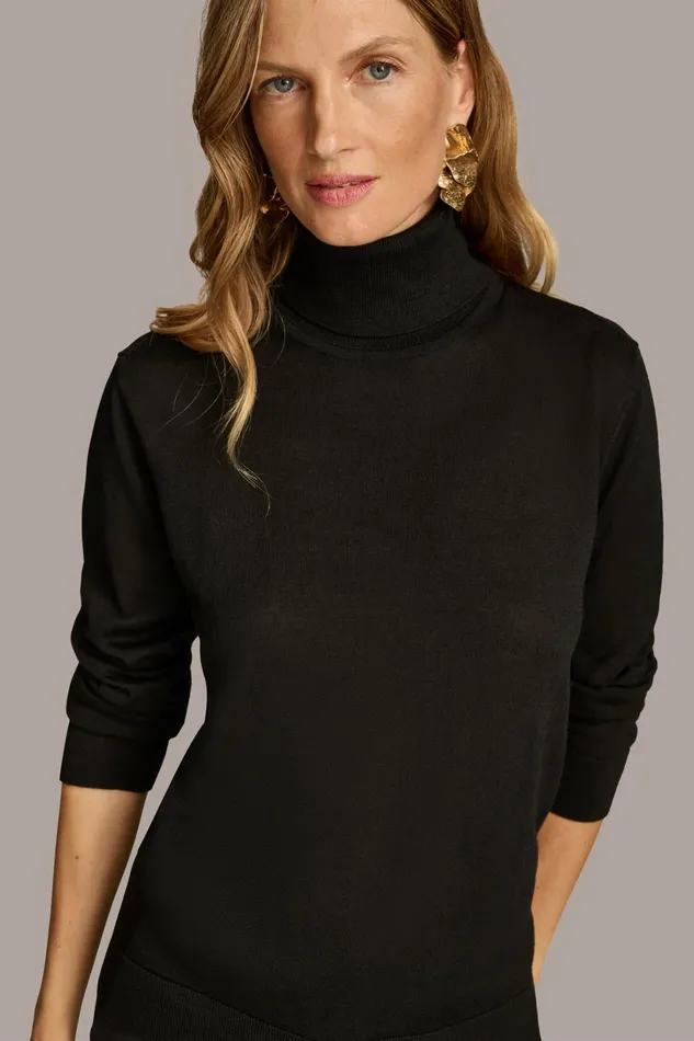 Women Sweaters And Tops Donna Karan TURTLE NECK HIGH LOW TOP Black