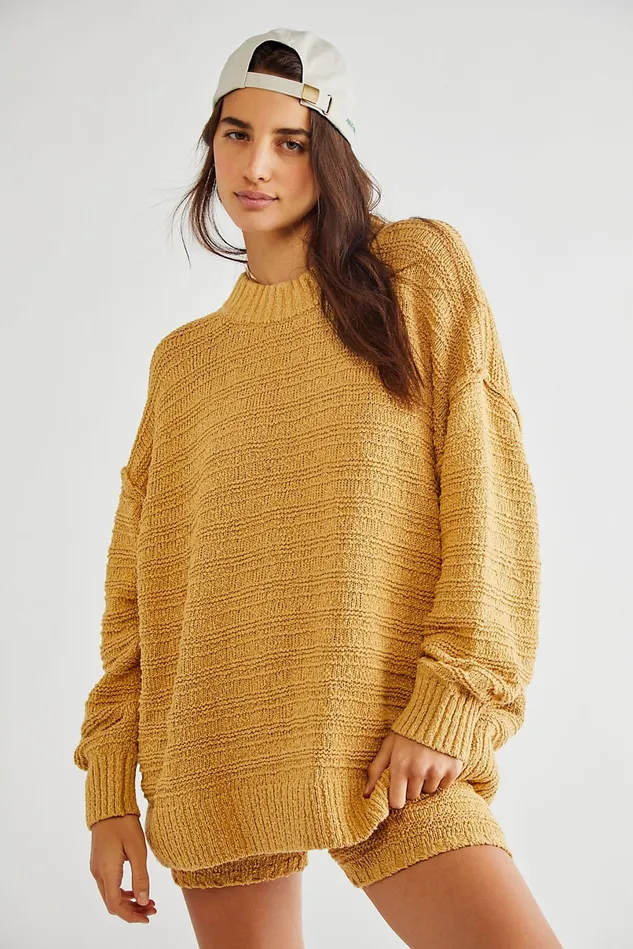 Women Sweaters Free People Malibu Boo Sweater Set Butter