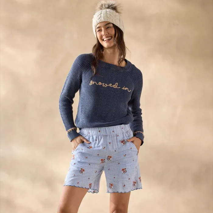 Women Sweet Dreamer Embroidered Pj Shorts Sky Sundance Catalog Sleep and Lounge