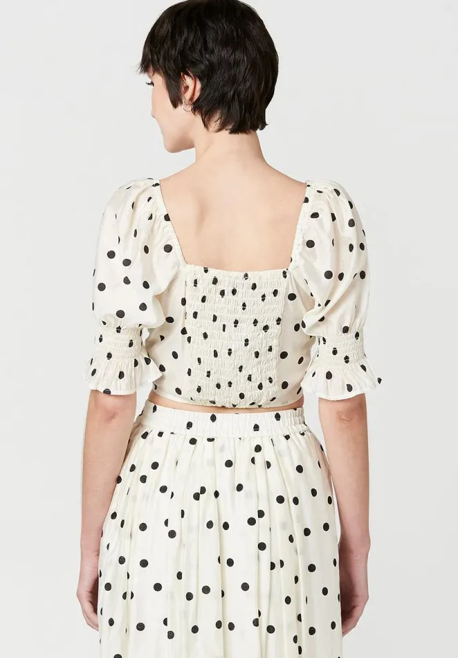 Women Sweetheart Stacie Smocked Polka Dot Top Polka Dot Buffalo David Bitton Dresses and Jumpsuits