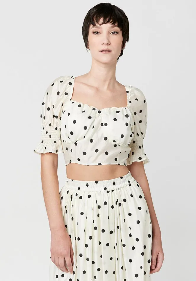 Women Sweetheart Stacie Smocked Polka Dot Top Polka Dot Buffalo David Bitton Dresses and Jumpsuits