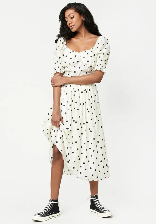 Women Sweetheart Stacie Smocked Polka Dot Top Polka Dot Buffalo David Bitton Dresses and Jumpsuits