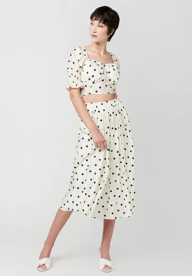 Women Sweetheart Stacie Smocked Polka Dot Top Polka Dot Buffalo David Bitton Dresses and Jumpsuits