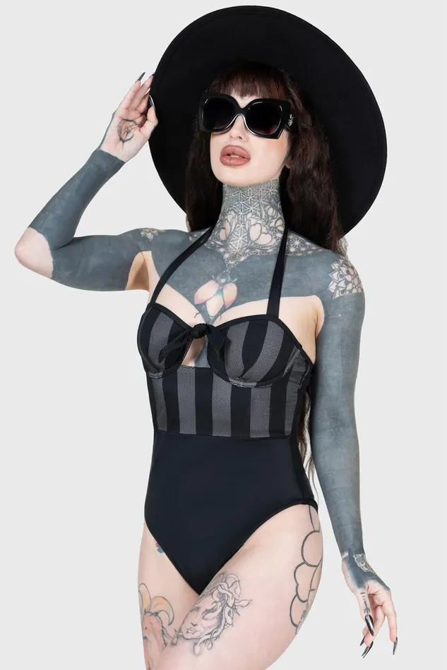 Women Swim Killstar Shadow Stripe Swimsuit