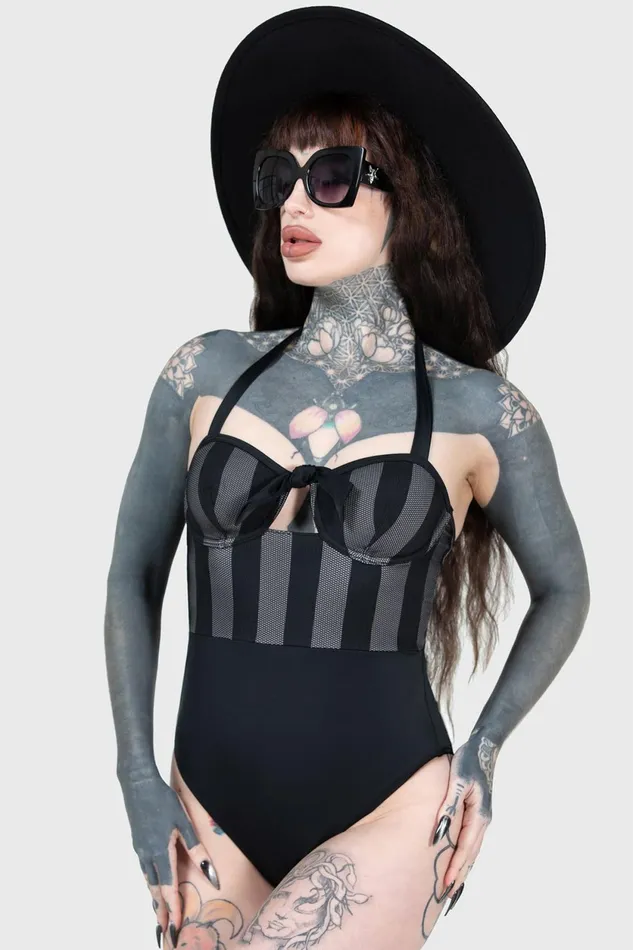 Women Swim Killstar Shadow Stripe Swimsuit