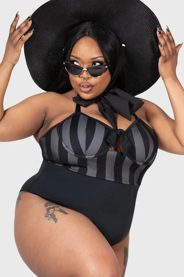 Women Swim Killstar Shadow Stripe Swimsuit