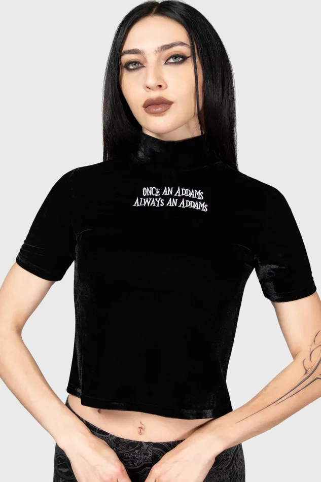 Women TShirts and Vests Killstar Allergic To Colour Velvet Top