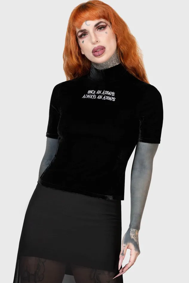 Women TShirts and Vests Killstar Allergic To Colour Velvet Top