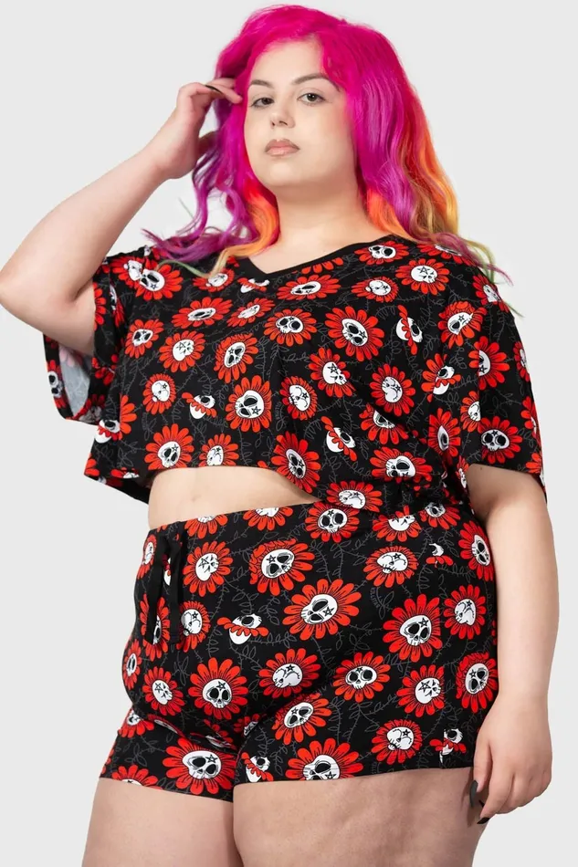 Women TShirts and Vests Killstar Gloomy Garden VNeck Top