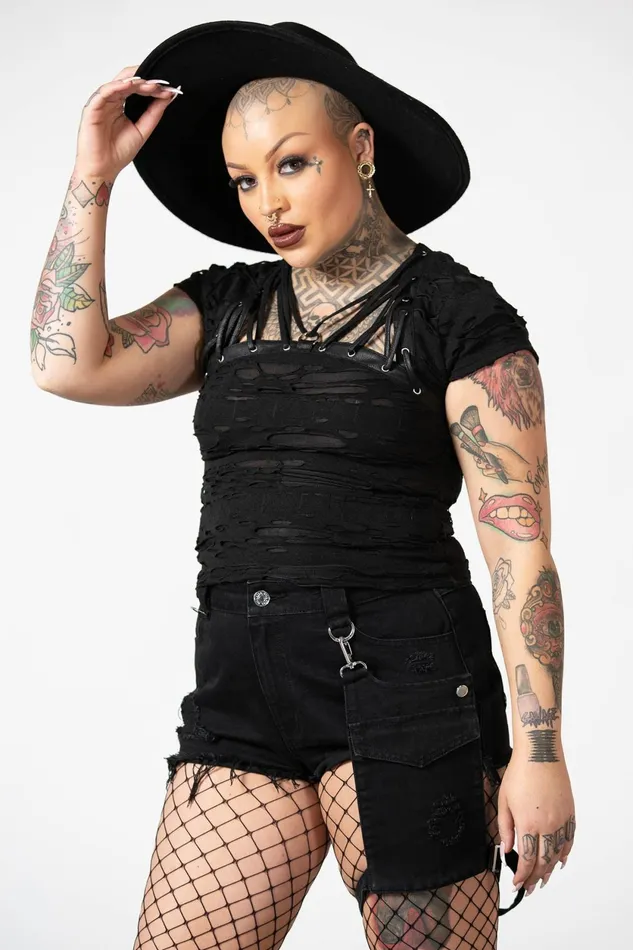 Women TShirts and Vests Killstar Malicia LaceUp Top