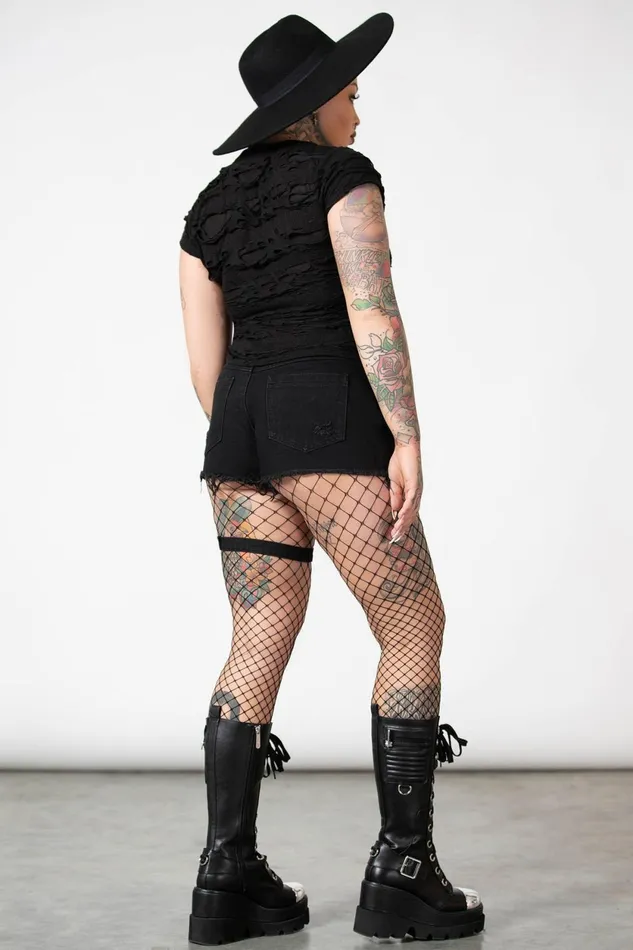 Women TShirts and Vests Killstar Malicia LaceUp Top