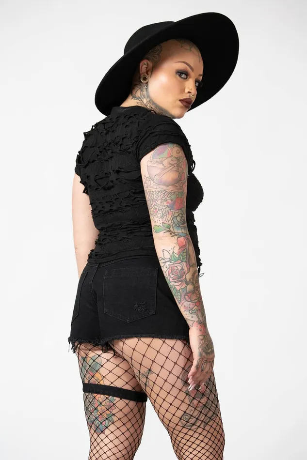 Women TShirts and Vests Killstar Malicia LaceUp Top