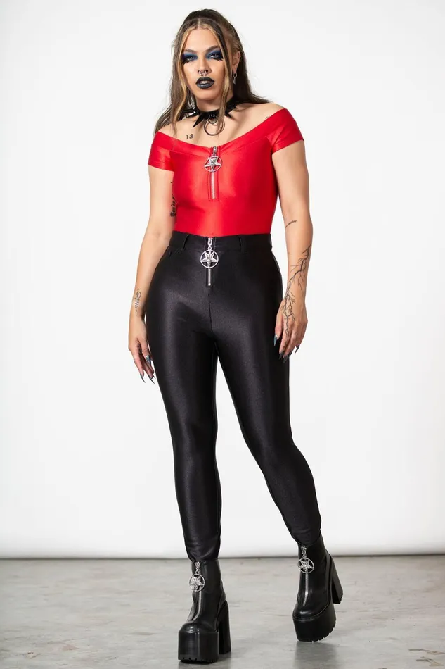 Women TShirts and Vests Killstar Vervain Top SCARLET