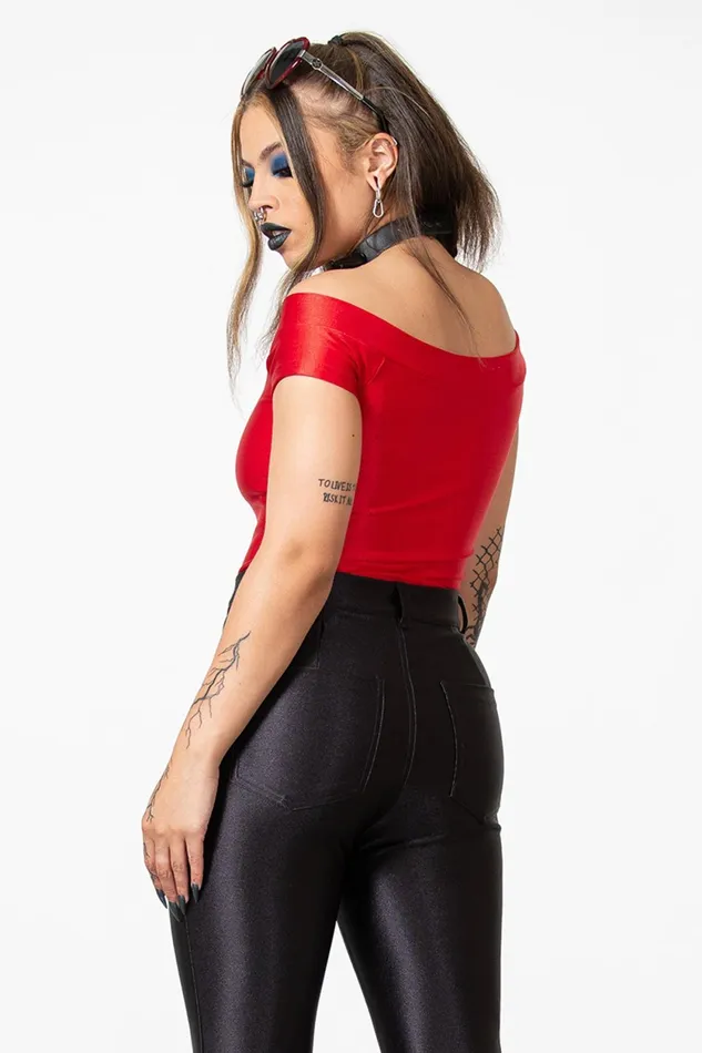 Women TShirts and Vests Killstar Vervain Top SCARLET