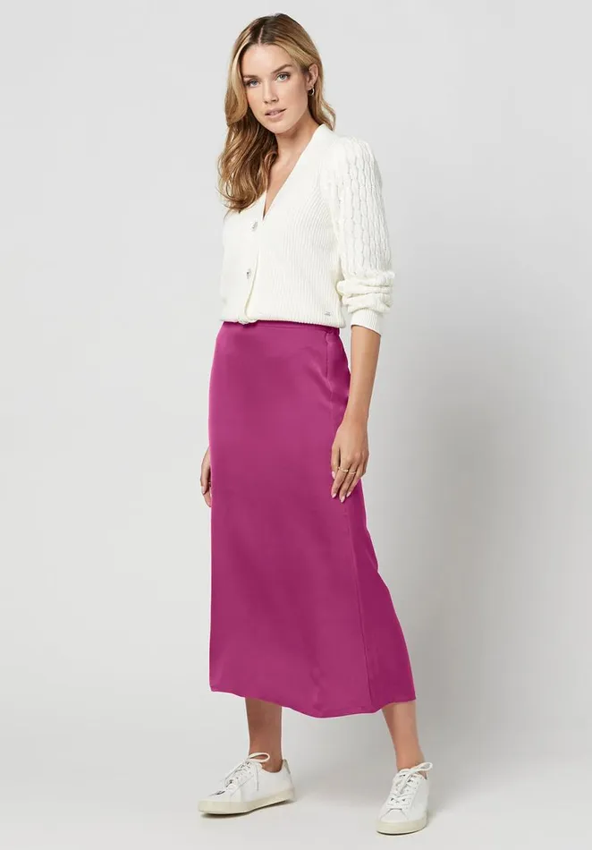 Women Tea Length Adler Satin Skirt Festivalfuchsia Buffalo David Bitton Shorts and Skirts