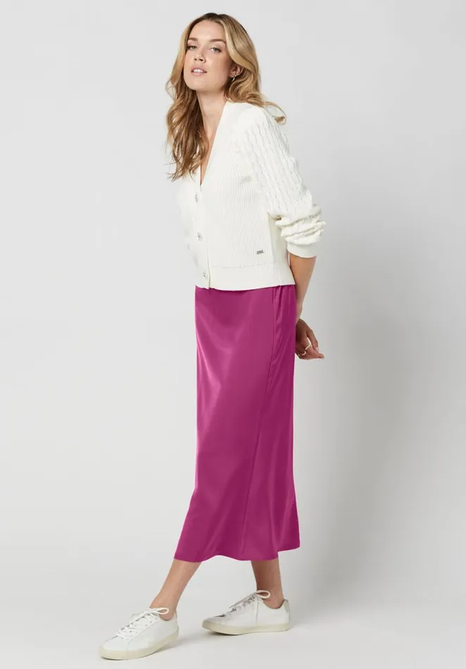 Women Tea Length Adler Satin Skirt Festivalfuchsia Buffalo David Bitton Shorts and Skirts