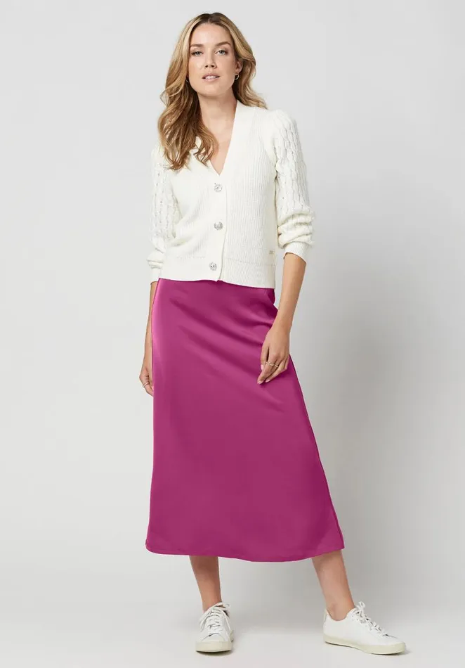 Women Tea Length Adler Satin Skirt Festivalfuchsia Buffalo David Bitton Shorts and Skirts