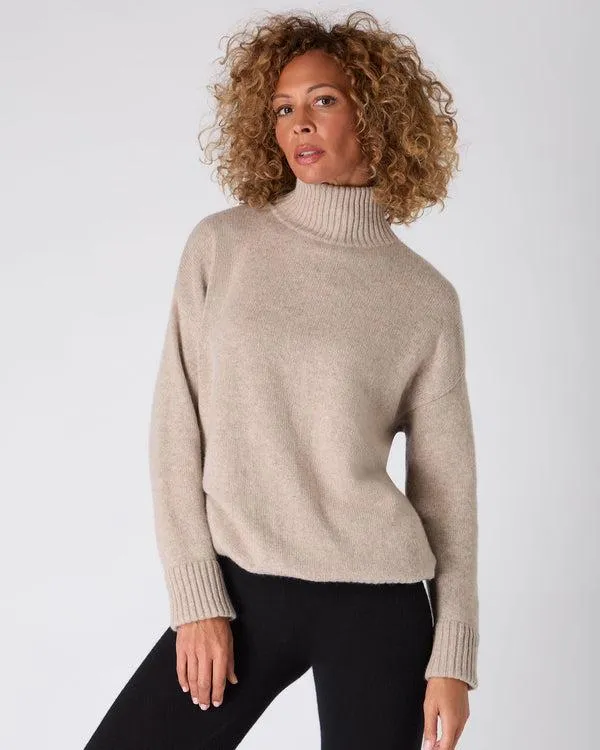 Women The Peony Lim Chunky High Neck SweaterIn Oatmeal Brown Oatmeal Brown NPeal Turtle Necks