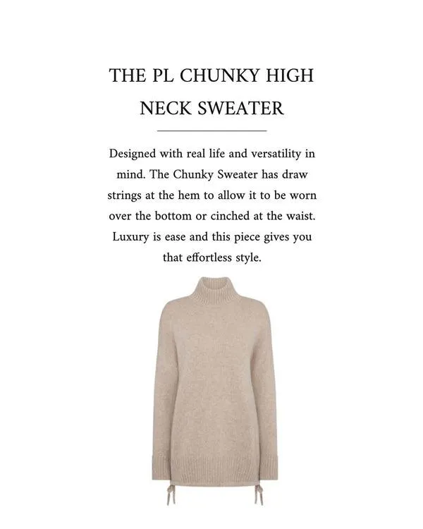 Women The Peony Lim Chunky High Neck SweaterIn Oatmeal Brown Oatmeal Brown NPeal Turtle Necks