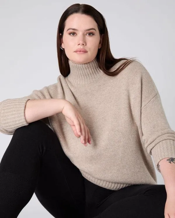 Women The Peony Lim Chunky High Neck SweaterIn Oatmeal Brown Oatmeal Brown NPeal Turtle Necks