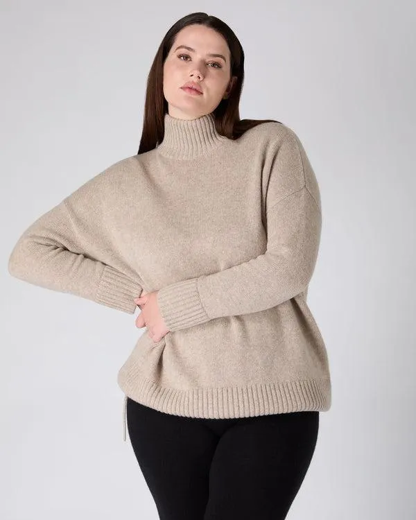 Women The Peony Lim Chunky High Neck SweaterIn Oatmeal Brown Oatmeal Brown NPeal Turtle Necks