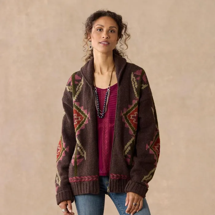 Women Thunderbird Heritage Cardigan Dark Brown Sundance Catalog Sweaters Women Thunderbird Heritage Cardigan Dark Brown Sundance Catalog Sweaters