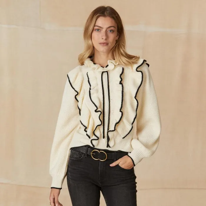 Women Tipper Ruffle Sweater Cream Sundance Catalog Sweaters
