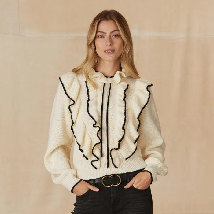 Women Tipper Ruffle Sweater Cream Sundance Catalog Sweaters