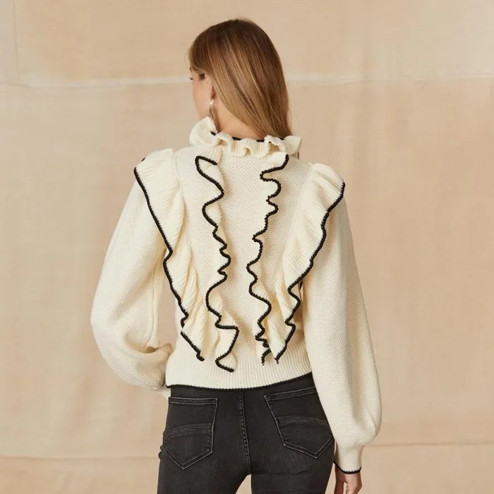 Women Tipper Ruffle Sweater Cream Sundance Catalog Sweaters