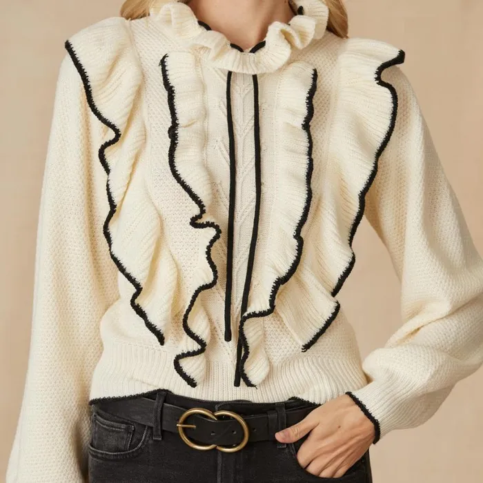 Women Tipper Ruffle Sweater Cream Sundance Catalog Sweaters