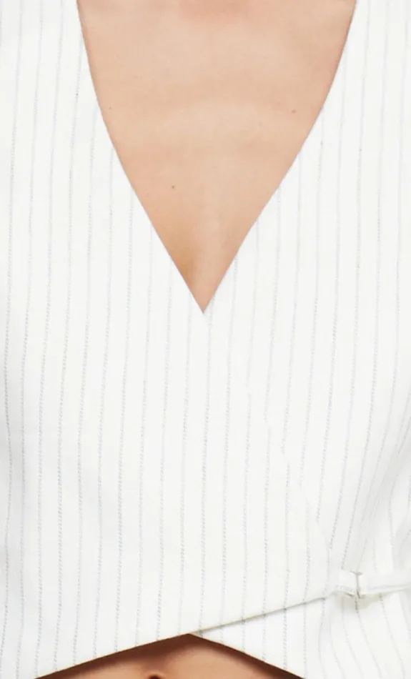 Women Tops Bec Bridge LOU PINSTRIPE VEST Ivory Pinstripe
