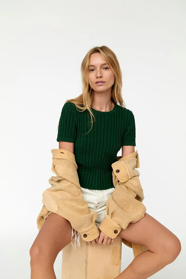 Women Tops Free People Sunkissed Sweater Tee Ivy Covered