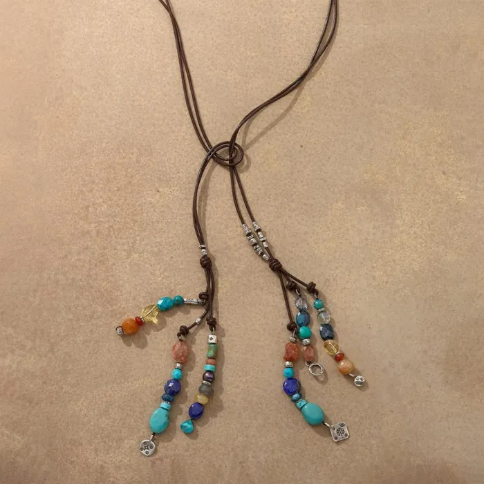Women Triple Tassel Lariat Sundance Catalog Necklaces