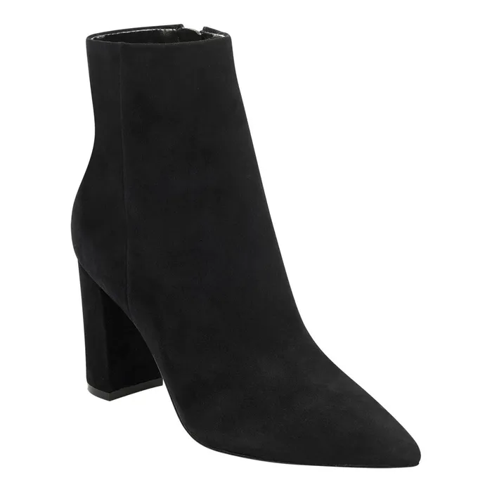 Women Ulani Heeled Bootie Black Suede Marc Fisher Dress Boots