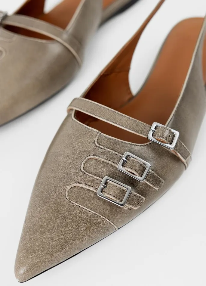 Women Vagabond Slingbacks HERMINE SHOES Grey Brushoff Leather