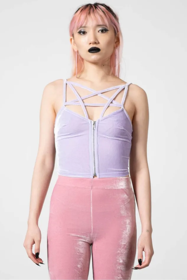 Women Velvet Killstar Lost In Sin Zip Top PASTEL LILAC