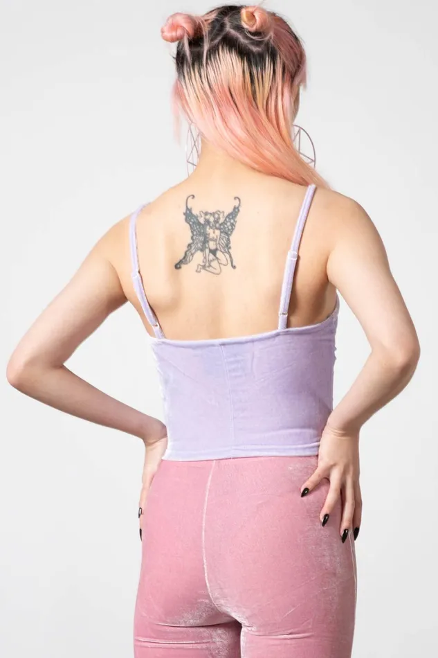 Women Velvet Killstar Lost In Sin Zip Top PASTEL LILAC